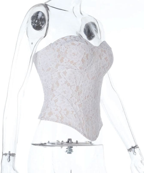 Romantic White Lace Sweetheart Bustier Top – Your Chic Essential for Fall & Holiday Nights
