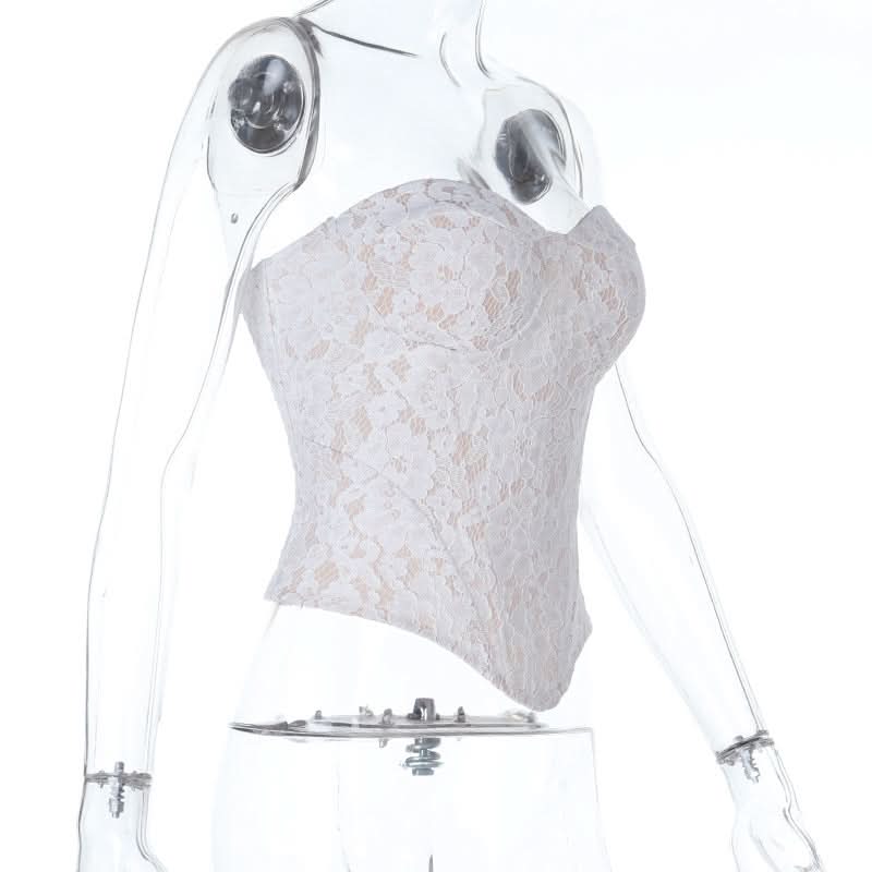 Romantic White Lace Sweetheart Bustier Top – Your Chic Essential for Fall & Holiday Nights