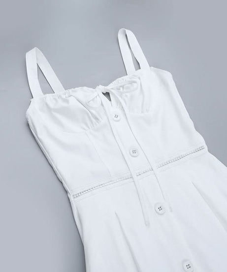 Effortless White Button-Front Maxi Dress with Tie-Front Detail - Your Resort & Layering Essential