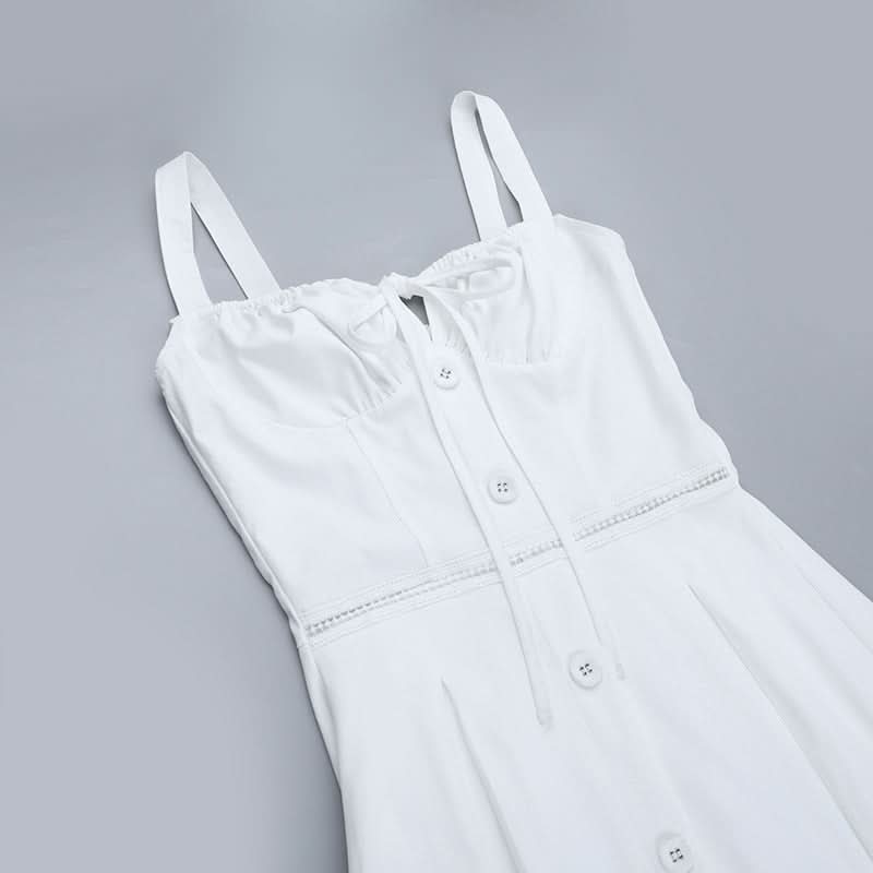 Effortless White Button-Front Maxi Dress with Tie-Front Detail - Your Resort & Layering Essential