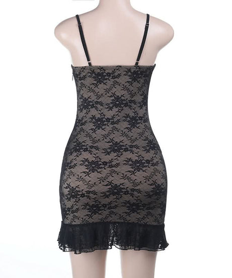Alluring Black Floral Lace Slip Mini Dress - Chic Bodycon Cami for Fall Nights & Holiday Parties