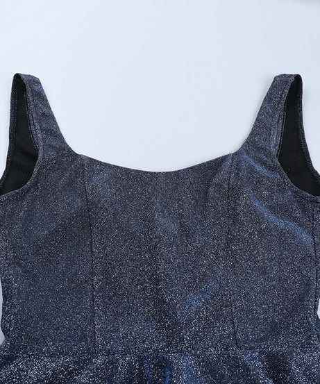 Radiant Midnight Blue Sparkle Maxi Dress | Backless A-Line Gown for Holiday Parties & NYE