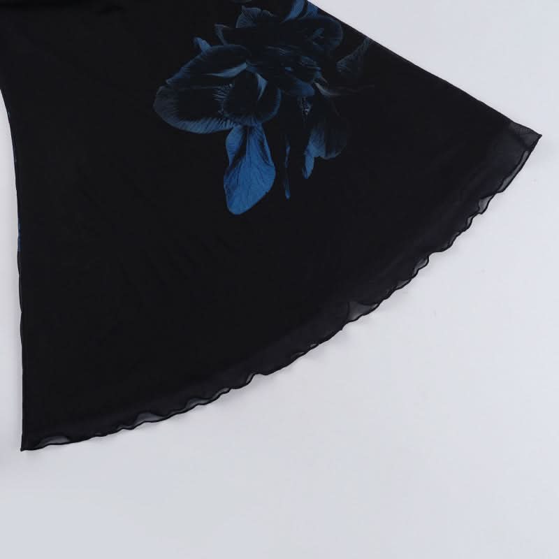 Enchanting Cobalt Floral Mesh Maxi Dress - Your Statement Piece for Fall & Holiday Galas