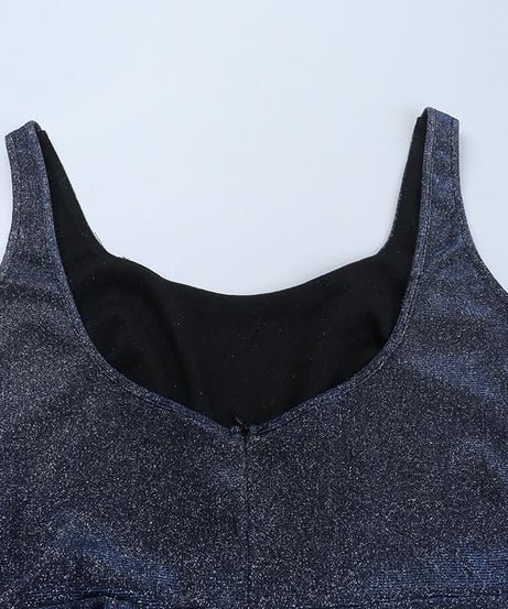 Radiant Midnight Blue Sparkle Maxi Dress | Backless A-Line Gown for Holiday Parties & NYE