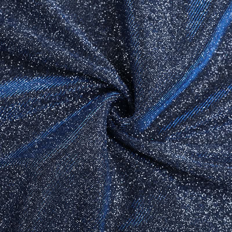 Radiant Midnight Blue Sparkle Maxi Dress | Backless A-Line Gown for Holiday Parties & NYE