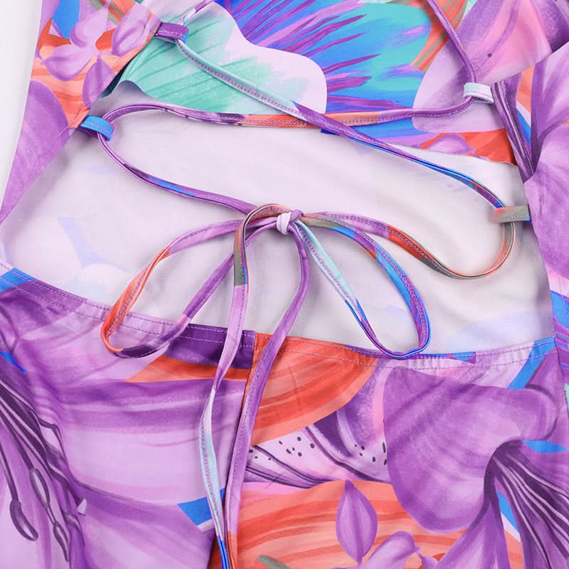 Tropical Bloom Cowl Neck Maxi Dress with Cross Back & Slit | Your Fall Getaway & Resort Essential