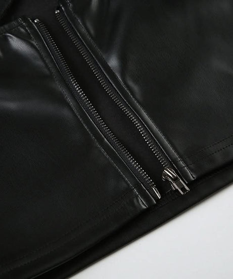 Fall's Hottest Edge: Studded Faux Leather Halter V-Neck Top