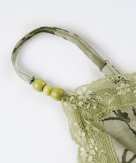 Enchanted Woodland Floral Cami Top - Chic Lace V-Neck & Beaded Straps for Fall