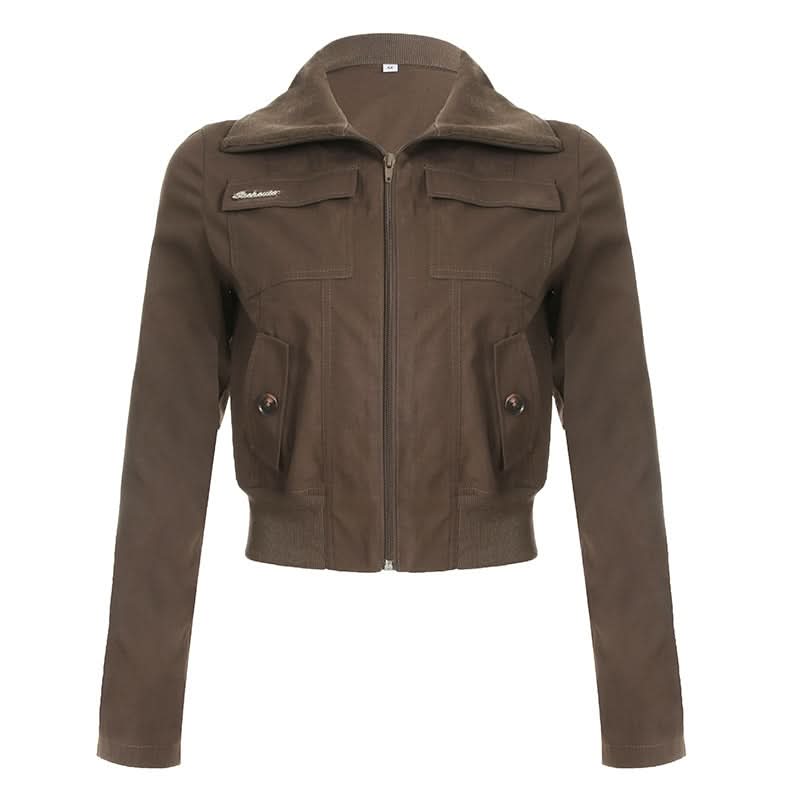 Chic Fall Essential: Women's Cropped Utility Bomber Jacket