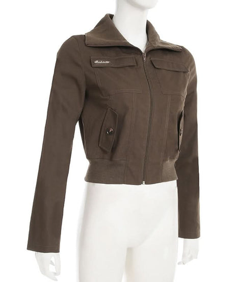 Chic Fall Essential: Women's Cropped Utility Bomber Jacket