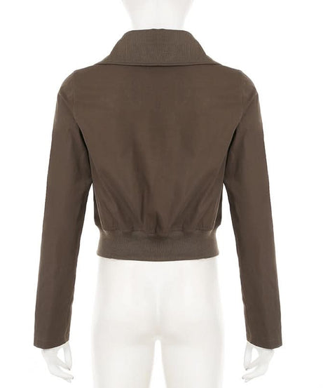 Chic Fall Essential: Women's Cropped Utility Bomber Jacket