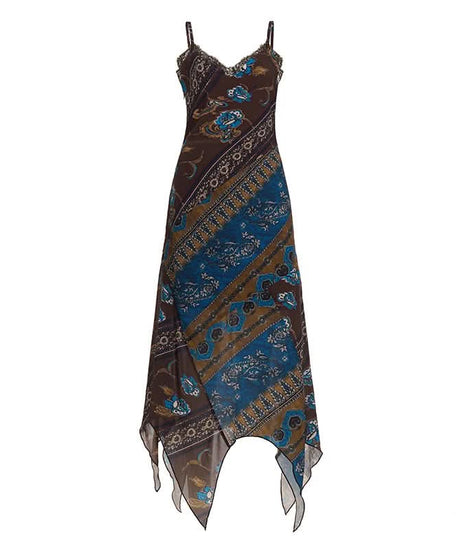 Fall Bohemian Dreams Lace-Trim Maxi Dress - Handkerchief Hem
