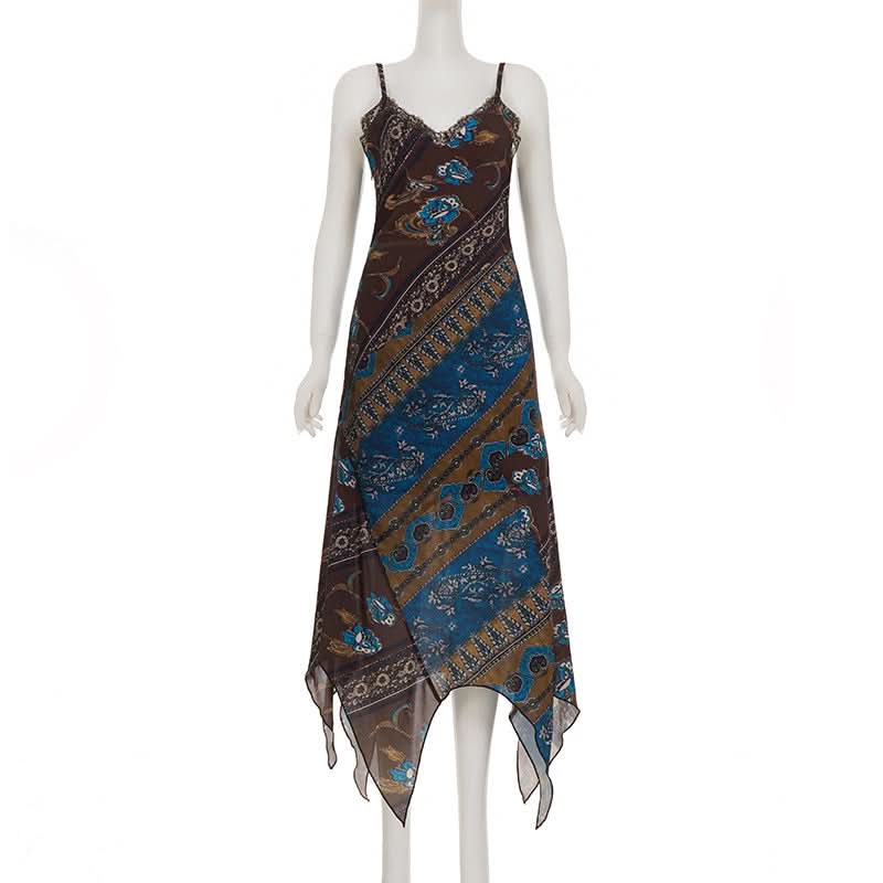 Fall Bohemian Dreams Lace-Trim Maxi Dress - Handkerchief Hem