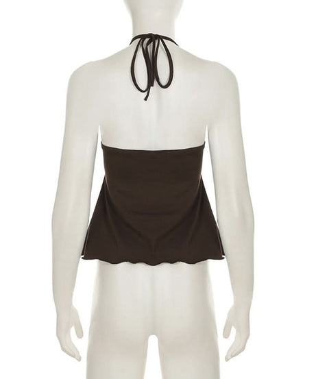 Dazzling Bohemian Coin Halter Top for Women | V-Neck Backless Fall & Vacation Style