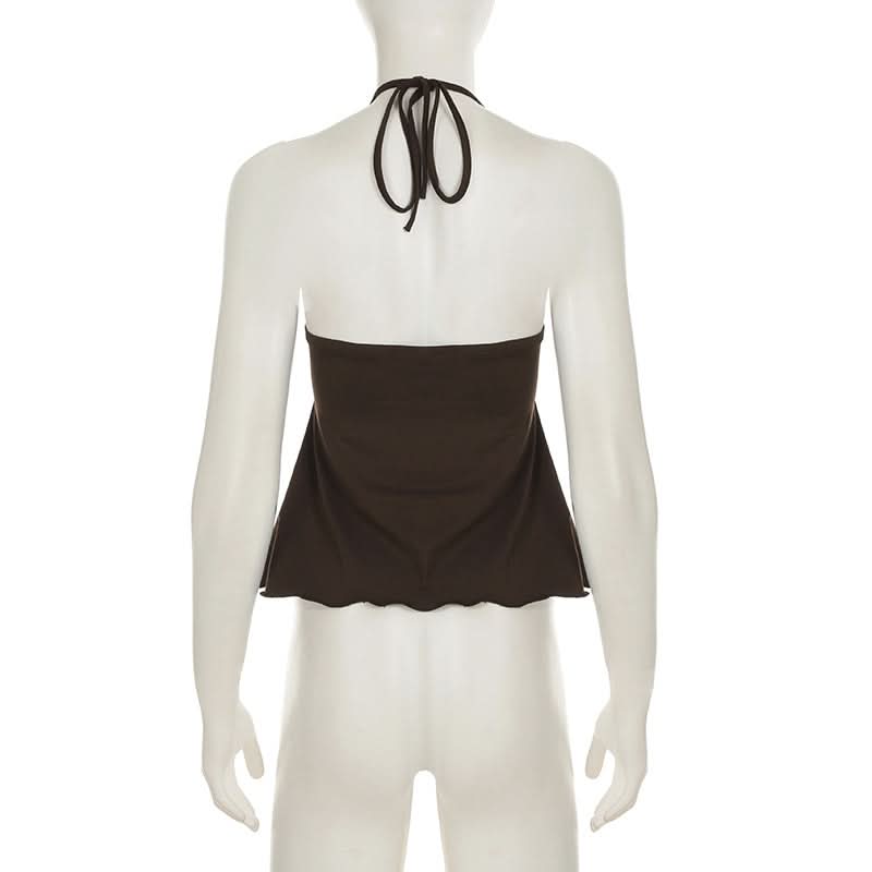 Dazzling Bohemian Coin Halter Top for Women | V-Neck Backless Fall & Vacation Style