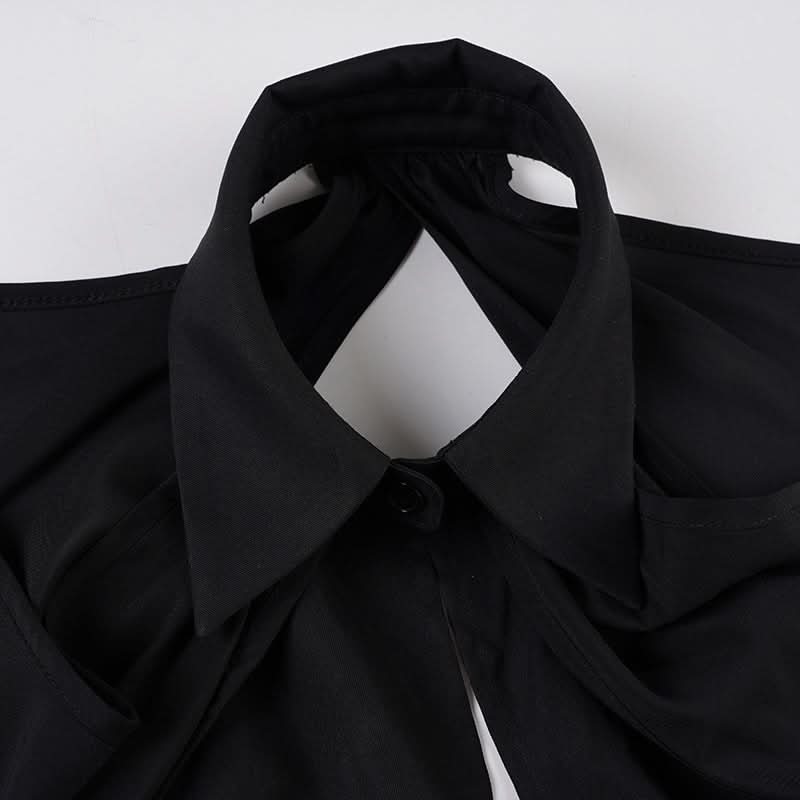 Enchanting Black Cold Shoulder Top | Gothic Keyhole Blouse with Statement Sleeves & Hook Closures - Perfect for Fall & Halloween