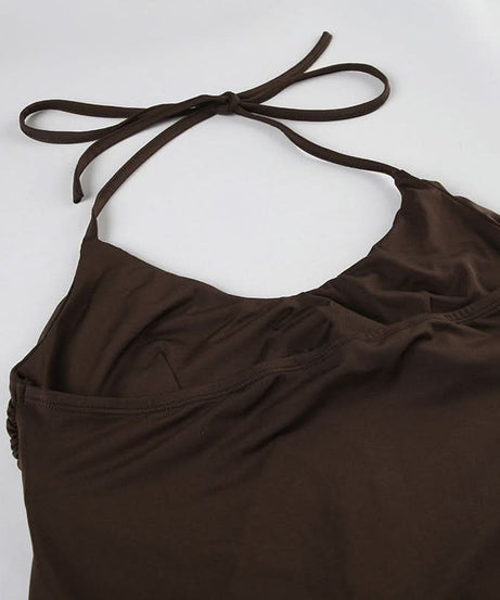 Dazzling Bohemian Coin Halter Top for Women | V-Neck Backless Fall & Vacation Style