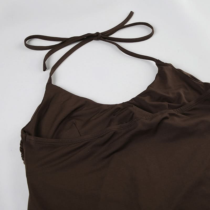 Dazzling Bohemian Coin Halter Top for Women | V-Neck Backless Fall & Vacation Style