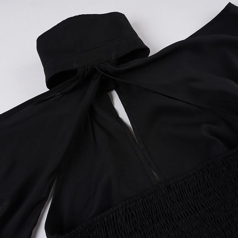 Enchanting Black Cold Shoulder Top | Gothic Keyhole Blouse with Statement Sleeves & Hook Closures - Perfect for Fall & Halloween