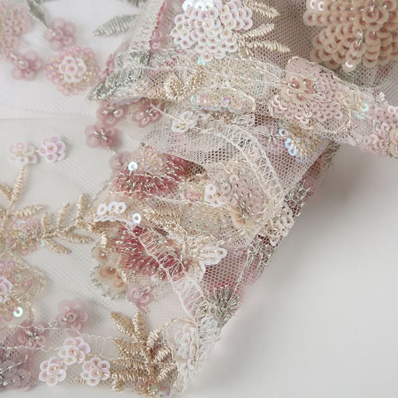 Romantic Floral Sequin Tie-Front Cami Top | Holiday-Ready V-Neck Sparkle