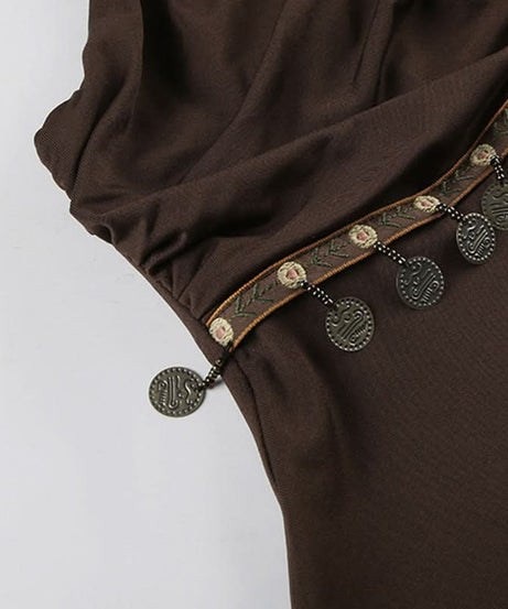 Dazzling Bohemian Coin Halter Top for Women | V-Neck Backless Fall & Vacation Style