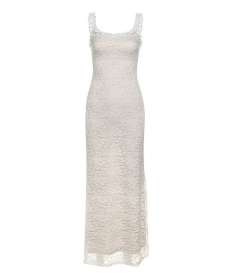 Elegant White Lace Off-Shoulder Maxi Dress - Perfect for Fall Events & Holiday Soirées