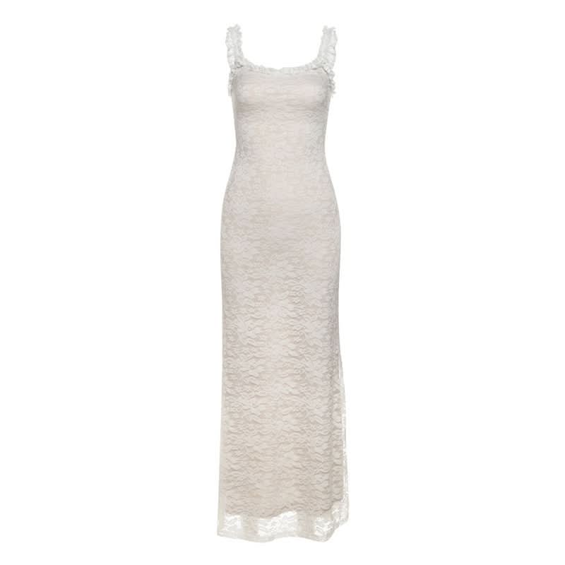 Elegant White Lace Off-Shoulder Maxi Dress - Perfect for Fall Events & Holiday Soirées