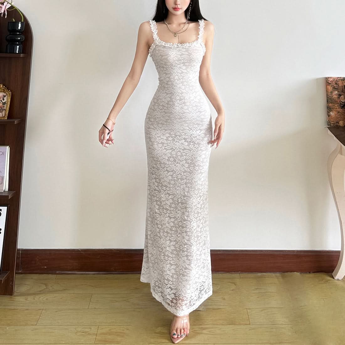 Elegant White Lace Off-Shoulder Maxi Dress - Perfect for Fall Events & Holiday Soirées