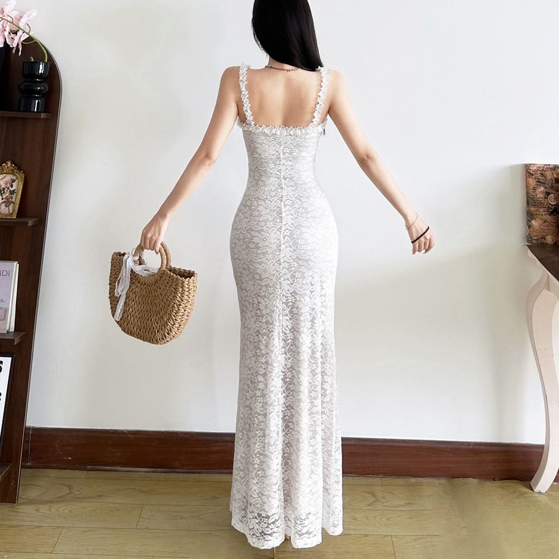 Elegant White Lace Off-Shoulder Maxi Dress - Perfect for Fall Events & Holiday Soirées