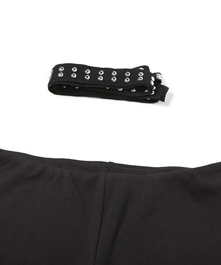 Fall's Edgy Obsession: Studded Low-Rise Shorts with Cascading Strap