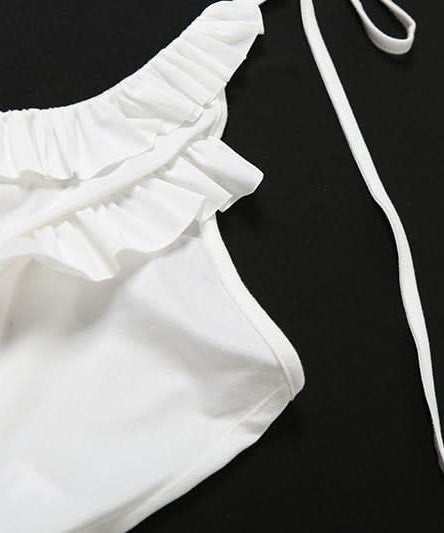 Dreamy Ruffled Halter Top - Chic Asymmetrical White Blouse for Women