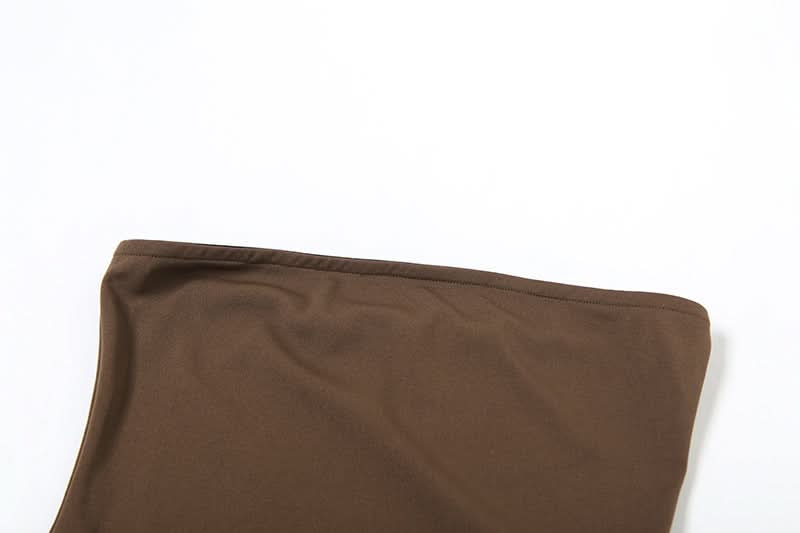 Autumn Glamour: Strapless Ruffle High-Low Maxi Dress - Your Chocolate Brown Fall Statement Piece