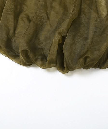 Effortless Chic Olive Sheer Halter Bubble Mini Dress - Fall Evening & Resort Ready