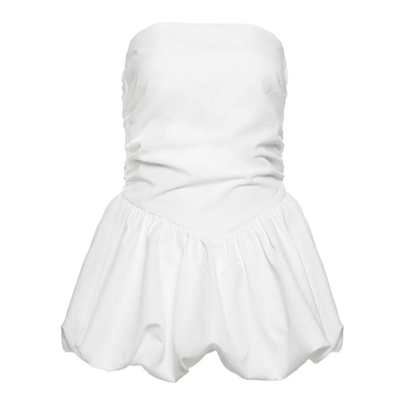 Chic White Ruched Peplum Strapless Top – Your Fall & Holiday Statement Piece