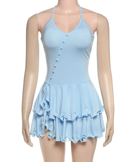 Flirty Sky Blue Ruffle Halter Mini Dress - Your Must-Have for Sunny Getaways & Resort Chic