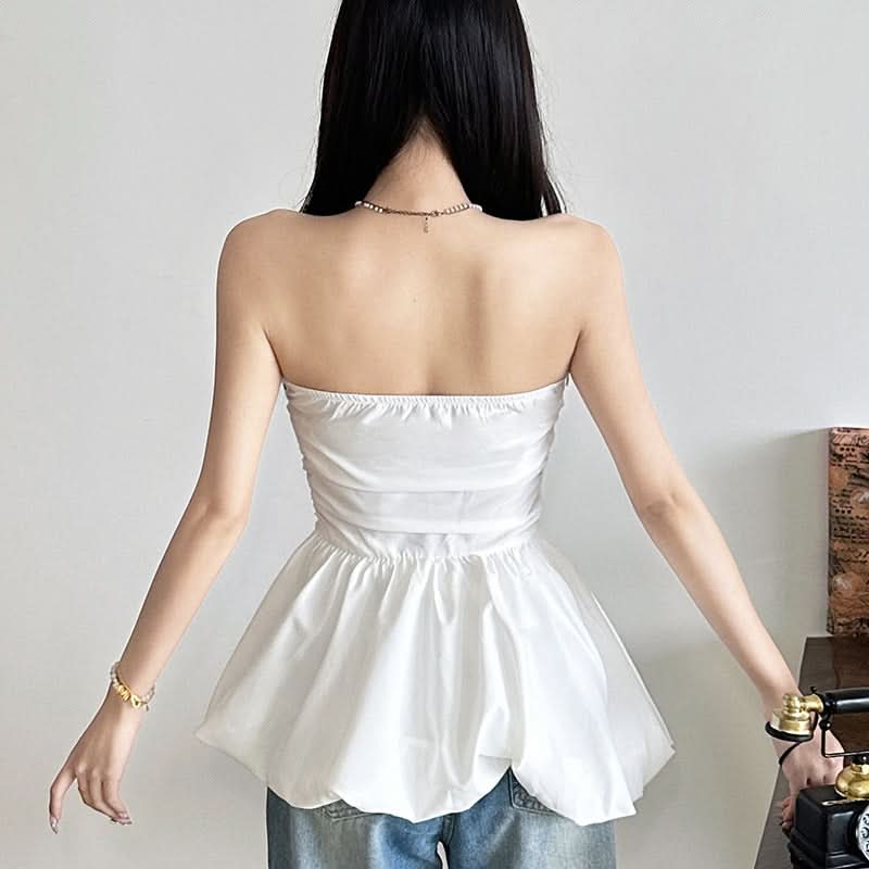 Chic White Ruched Peplum Strapless Top – Your Fall & Holiday Statement Piece