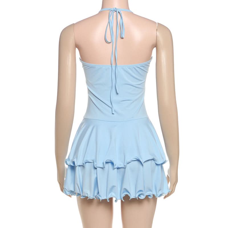 Flirty Sky Blue Ruffle Halter Mini Dress - Your Must-Have for Sunny Getaways & Resort Chic
