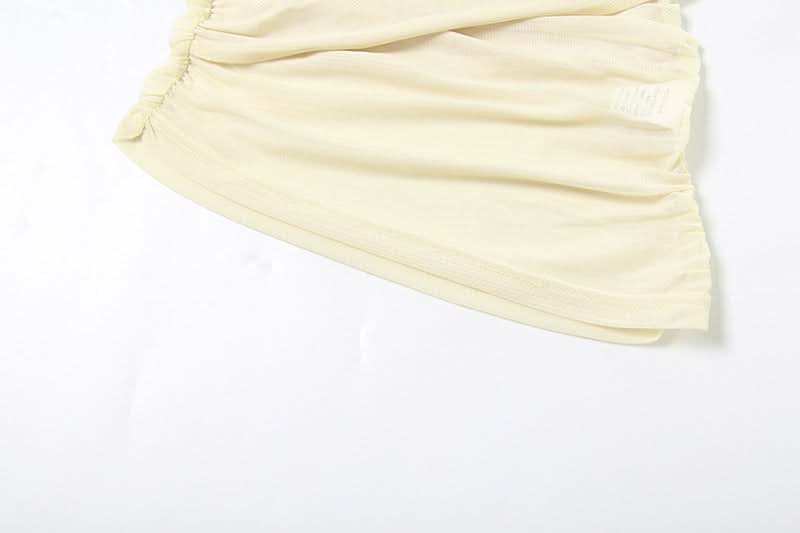 Autumn Elegance: Asymmetrical Halter Ruched Backless Top with Modern Spiral Detail