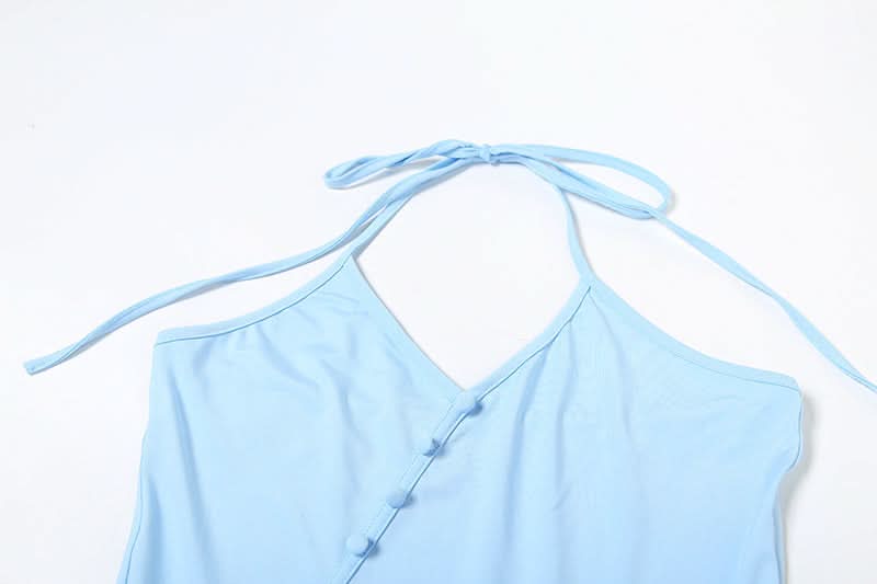Flirty Sky Blue Ruffle Halter Mini Dress - Your Must-Have for Sunny Getaways & Resort Chic