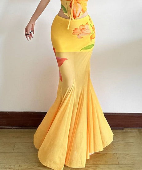 Sunshine Bloom Mermaid Maxi Skirt - Your Ultimate Fall Event & Resort Getaway Piece