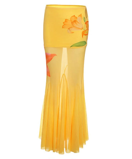 Sunshine Bloom Mermaid Maxi Skirt - Your Ultimate Fall Event & Resort Getaway Piece