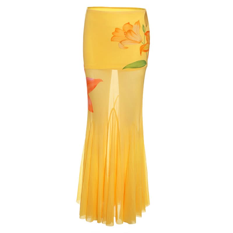 Sunshine Bloom Mermaid Maxi Skirt - Your Ultimate Fall Event & Resort Getaway Piece