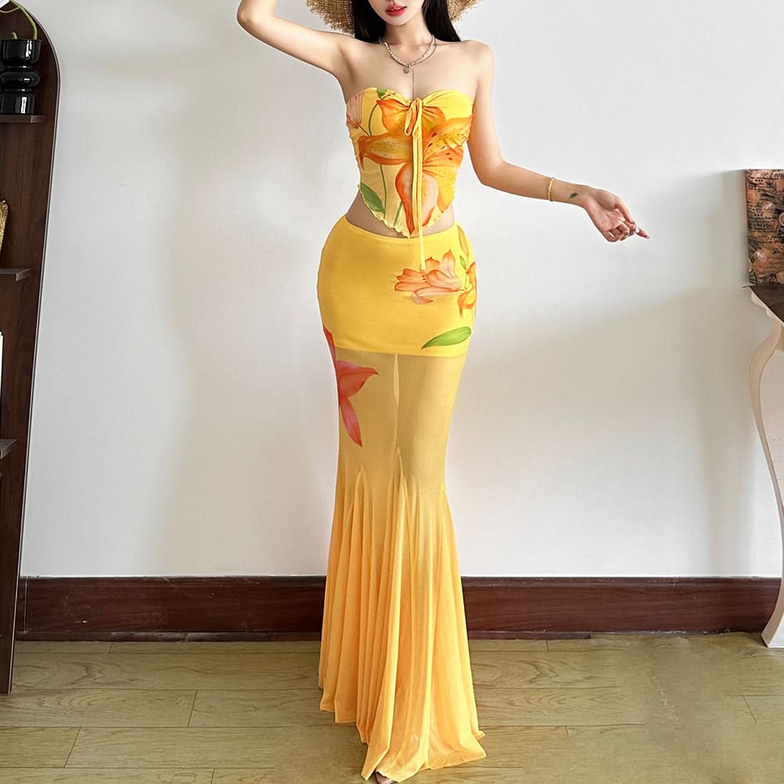 Sunshine Bloom Mermaid Maxi Skirt - Your Ultimate Fall Event & Resort Getaway Piece