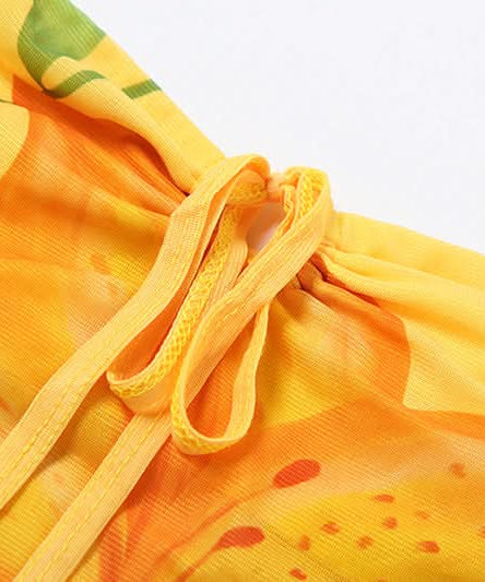 Fall Getaway Golden Lily Tie-Front Tube Top - Chic Strapless Crop for Sunny Escapes