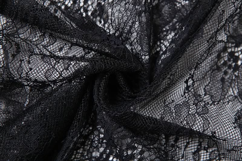 Gothic Chic Black Lace Ruched Maxi Dress - Your Ultimate Fall & Halloween Statement Piece