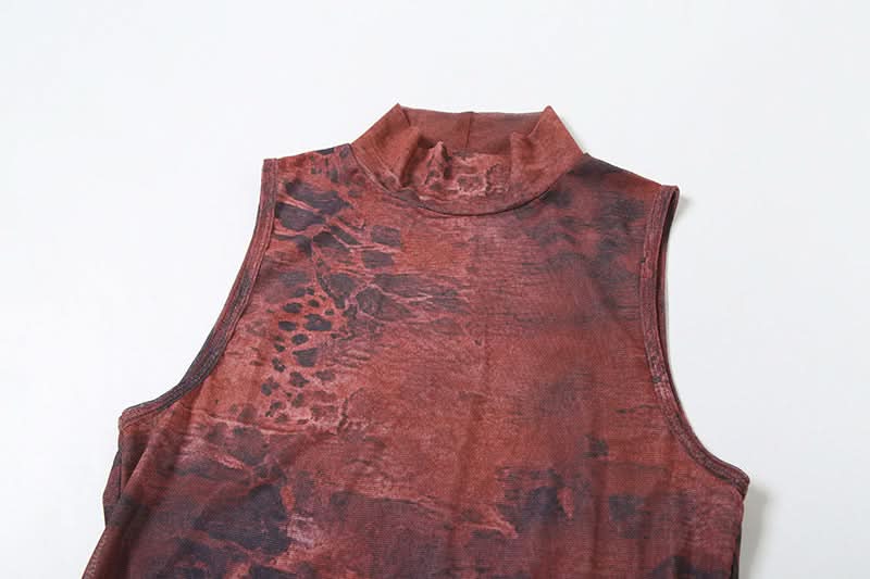 Fierce Instincts Sheer Mesh Mock Neck Maxi Set - Animal Print Party & Resort Ready