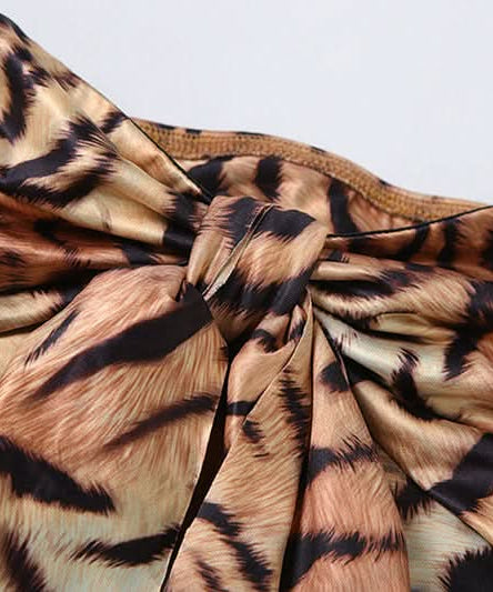 Savage Chic Tiger Print Sweetheart Tie-Front Bandeau Top - Fall & Holiday Statement Piece
