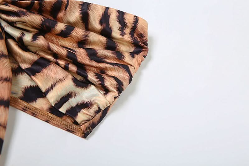 Savage Chic Tiger Print Sweetheart Tie-Front Bandeau Top - Fall & Holiday Statement Piece