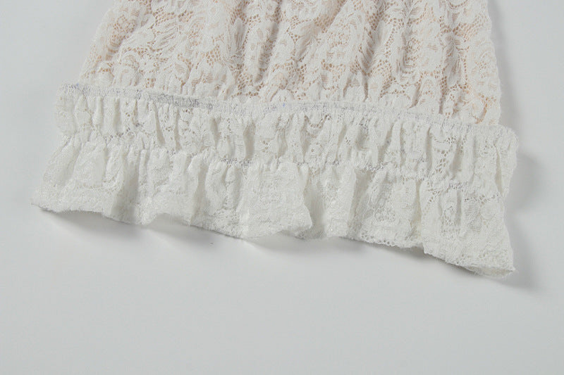 Elegant Cream Lace Halter Crop Top & Maxi Skirt Set | Chic for Fall Getaways & Resort Vacations