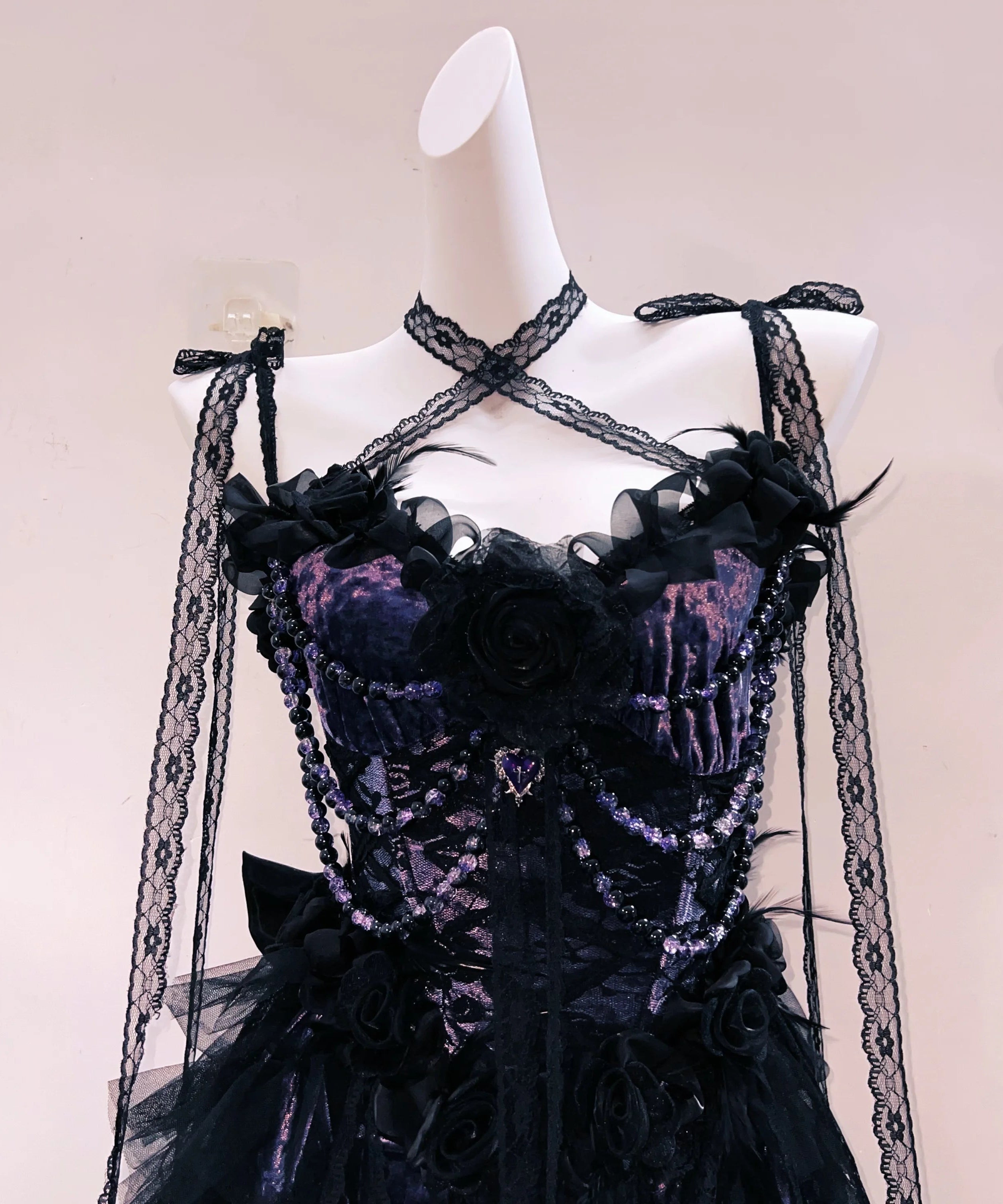 Bewitching Black Lace & Deep Purple Velvet High-Low Dress – Your Ultimate Halloween & Holiday Party Statement